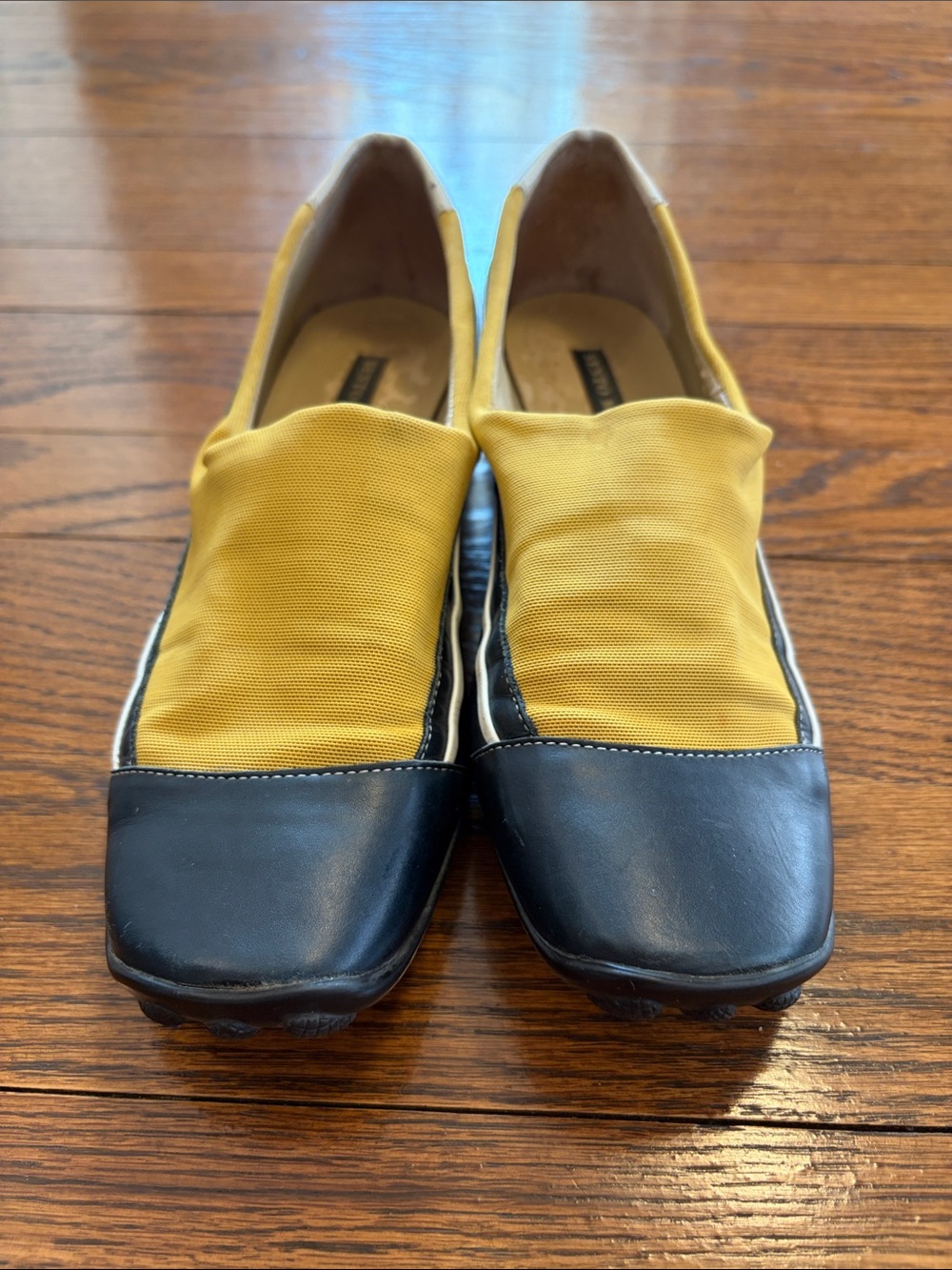 Sesto Meucci Two-Tone Yellow and navy Slip-On Shoes with leather toe